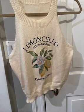 Limoncello Lemon Graphic Knit Tank - Cream
